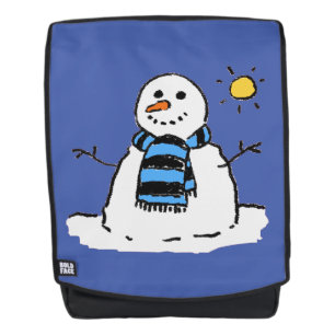 Lustiger Schneemann an einem sonnigen Wintertag Rucksack