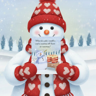 Lustiger Schneemann feiert einen Valentinstag-Gebu Karte