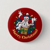 Lustiger Schneemann Frohe Weihnachten Überraschung Button (Vorderseite)