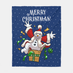 Lustiger Schneemann Frohe Weihnachten Überraschung Fleecedecke