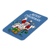 Lustiger Schneemann Frohe Weihnachten Überraschung Magnet (Linke Seite)