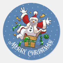 Lustiger Schneemann Frohe Weihnachten Überraschung