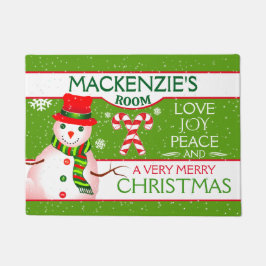 Lustiger Schneemann für das KINDERZIMMER | GRÜNE W Fußmatte