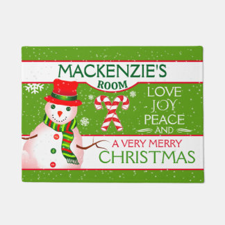 Lustiger Schneemann für das KINDERZIMMER | GRÜNE W Fußmatte