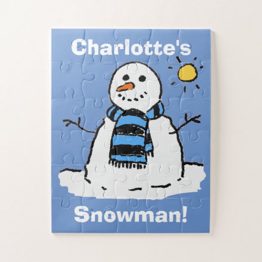 Lustiger Schneemann in einer Winterlandschaft Puzzle (Vertikal)