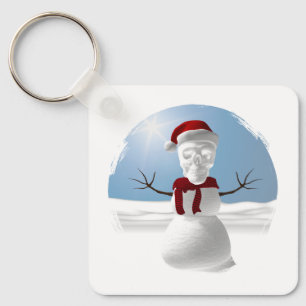 Lustiger Schneemann mit Totenkopf Schlüsselanhänger