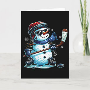 Lustiger Schneemann spielt Eishockey Liebhaber Jun Karte
