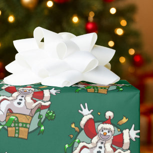Lustiger Schneemann Weihnachtsmann Weihnachtsüberr Geschenkpapier