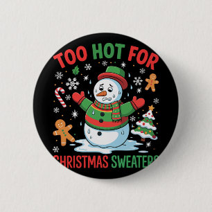 Lustiger Schneemannliebhaber zu heiß für Weihnacht Button