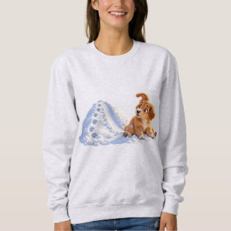 Lustiger Schneerutsch-Hund Damen-Sweatshirt Sweatshirt