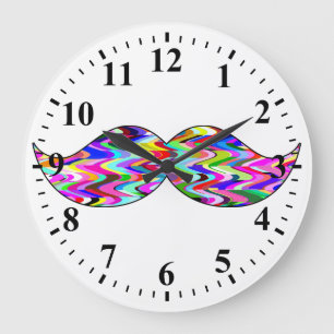 Lustiger Schnurrbart Große Wanduhr
