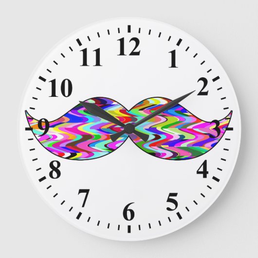 Lustiger Schnurrbart Große Wanduhr (Vorderseite)