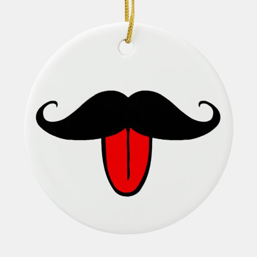 Lustiger Schnurrbart Keramikornament (Vorne)