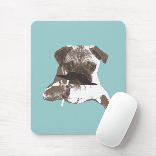 Lustiger Schnurrbart-Mops Mousepad (Mit Mouse)