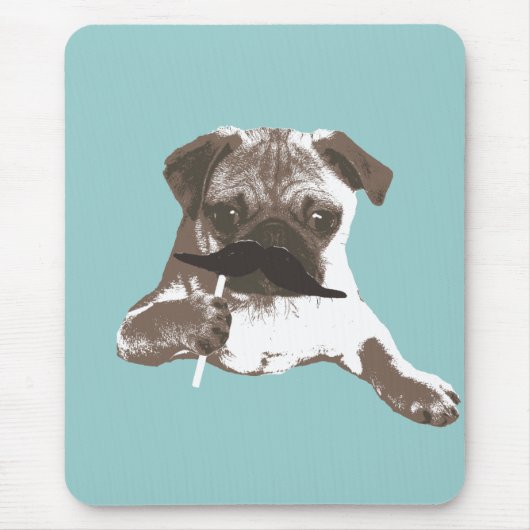 Lustiger Schnurrbart-Mops Mousepad (Vorne)