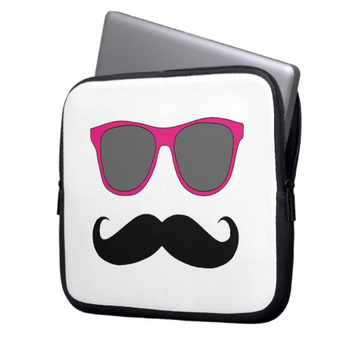 Lustiger Schnurrbart, rosa Laptopschutzhülle (Vorderseite Links)