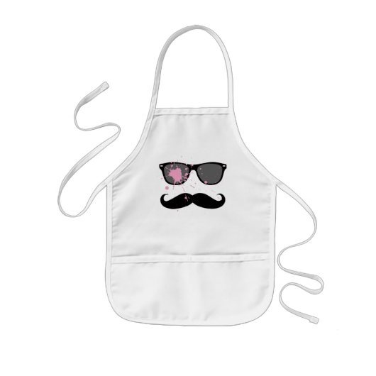 Lustiger Schnurrbart und Sonnenbrille Kinderschürze (Vorne)
