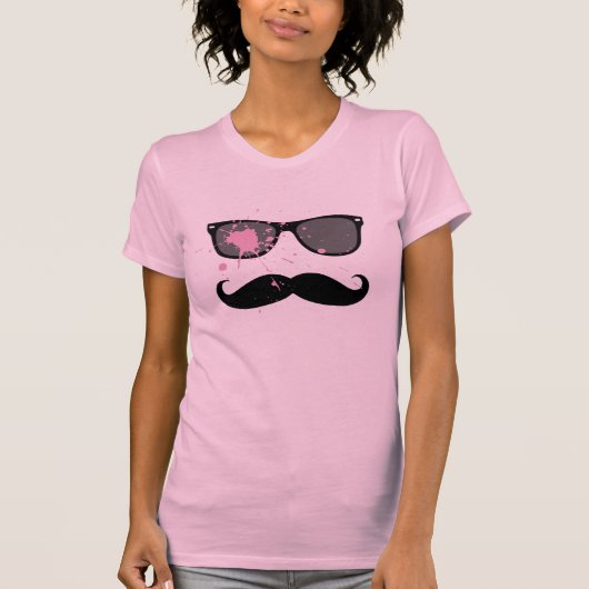 Lustiger Schnurrbart und Sonnenbrille T-Shirt (Vorderseite)
