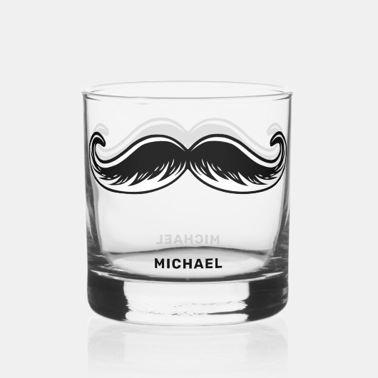 Lustiger Schnurrbart Whiskyglas (Vorderseite)