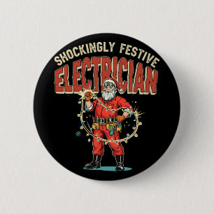 Lustiger schockierend festlicher Elektriker Vintag Button
