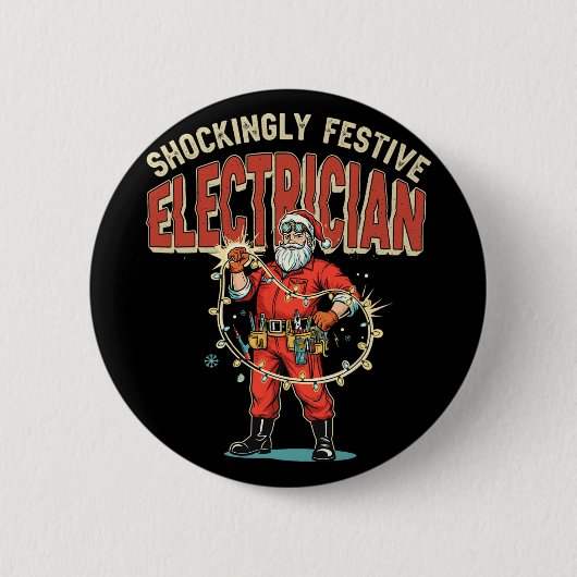 Lustiger schockierend festlicher Elektriker Vintag Button (Vorderseite)