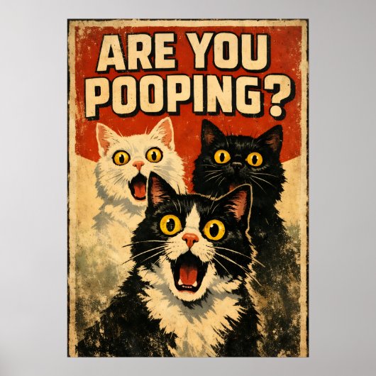 Lustiger Schockierter Katzen Poster | Badezimmer H (Vorne)
