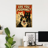 Lustiger Schockierter Katzen Poster | Badezimmer H (Heimbüro)