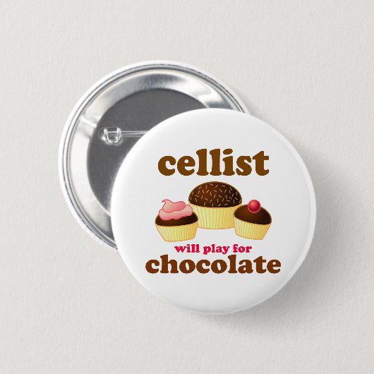 Lustiger Schokoladen-Cello-Knopf Button (Vorne & Hinten)