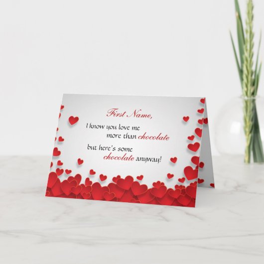 Lustiger Schokoladen-Liebhaber-Valentinstag Feiertagskarte (Vorderseite)