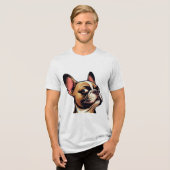 Lustiger Schräger-Blick-Frenchie - Urteilender Fra Tri-Blend Shirt (Vorderseite voll)