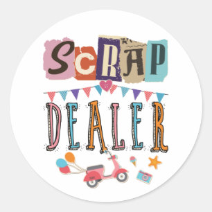 Lustiger Schrott-Händler Scrapbooking Runder Aufkleber
