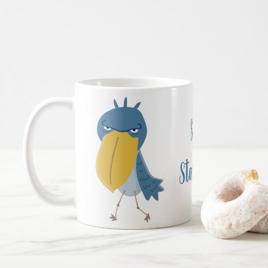 Lustiger Schuhschnabel Stop Staring Kaffeetasse (Mit Donut)