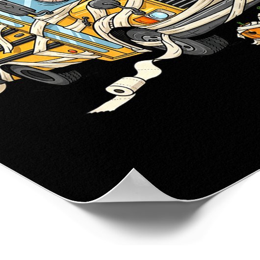 Lustiger Schulbus-Mummy-Kürbis-Halloween-Kinder-Mä Poster (Ecke)