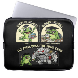 Lustiger Schülerfrosch Abschlussprüfung Level Boss Laptopschutzhülle