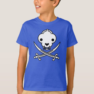 Lustiger Schwarz Weiß Fröhlicher Kitty Piratenschä T-Shirt