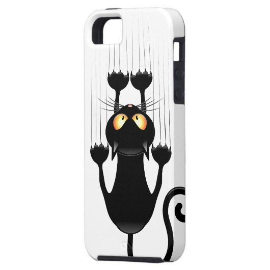 Lustiger schwarze Katzen-Cartoon, der Wand Case-Mate iPhone Hülle (Rückseite Links)