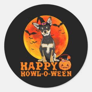 Lustiger schwarzer Chihuahua-Hund Halloween Happy Runder Aufkleber