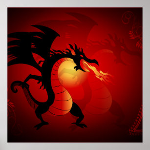 Drache Flammen Kunst Poster Zazzle De