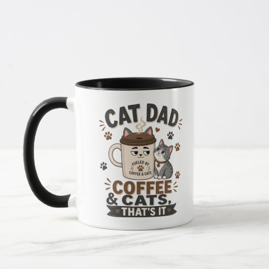 Lustiger Schwarzer Kaffee Für Katzenpapa Und Katze Tasse (Links)