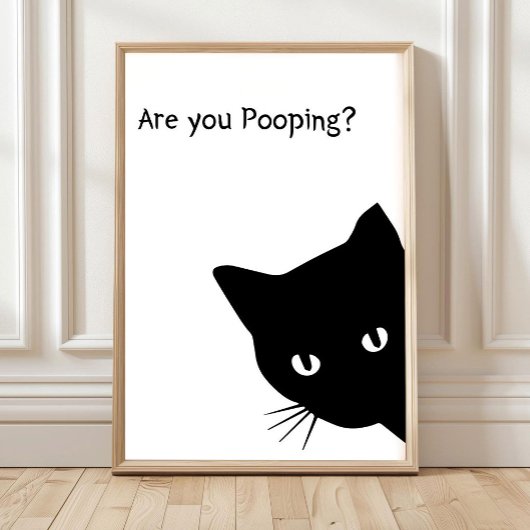 Lustiger schwarzer Katzen-Badezimmer-Druck: 'Kacks Poster