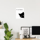 Lustiger schwarzer Katzen-Badezimmer-Druck: 'Kacks Poster (Heimbüro)