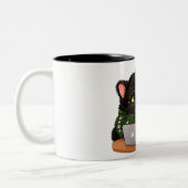 Lustiger Schwarzer-Katzen-Programmierer-Geschenkbe Zweifarbige Tasse (Links)