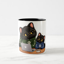 Lustiger Schwarzer-Katzen-Programmierer-Geschenkbe