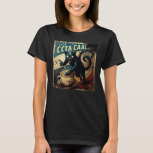 Lustiger schwarzer Katzenangriff Kaffee T-Shirt