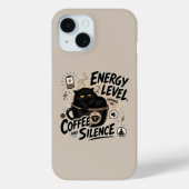 Lustiger schwarzer Katzenkaffee iPhone 15 Hülle (Rückseite)