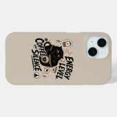 Lustiger schwarzer Katzenkaffee iPhone 15 Hülle (Rückseite (Horizontal))