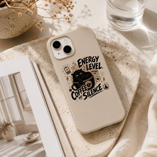 Lustiger schwarzer Katzenkaffee iPhone 15 Hülle