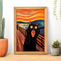 Lustiger schwarzer Katzenschrei inspirierter Poste