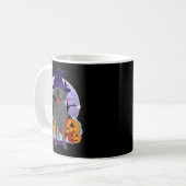 Lustiger schwarzer Lab Labrador Hund Halloween Hex Kaffeetasse (Vorderseite Links)