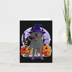 Lustiger schwarzer Lab Labrador Hund Halloween Hex Karte